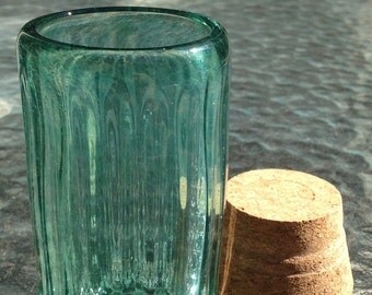Hand Blown Glass Jar - Glass is Greener Optic with cork