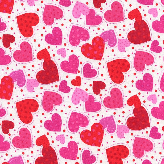 Hearts Pink Fabric Valentine Hearts Pink Foral Fabric Pink