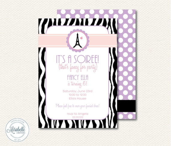 PRINTABLE PARTY INVITATIONS -- Bonjour Butterfly / Parisian Party Collection (Customizable) -- Mirabelle Creations Il_570xn