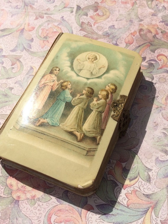 5 of prayer parts Religious Communion Cover First Prayer Book 1930s Celluloid