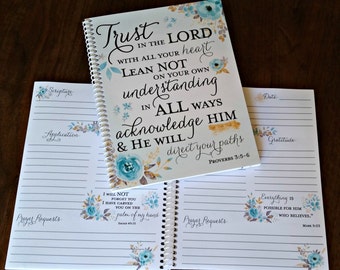Prayer Journal - Bible Journaling - Journal - Christian gift - Scripture Journal - **Aqua Gold **