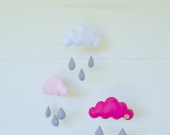 Hand made children's decorative cloud mobile, nursery decor.