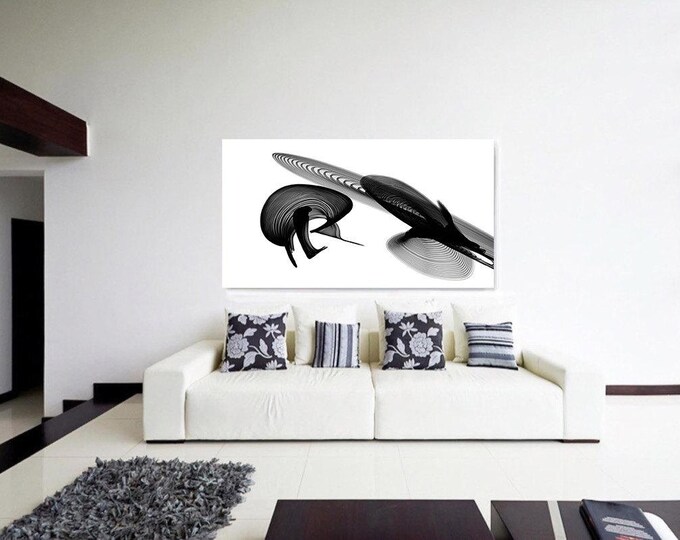 Abstract Black and White 22-01-46. Contemporary Unique Abstract Wall Decor, Large Contemporary Canvas Art Print up to 72" by Irena Orlov