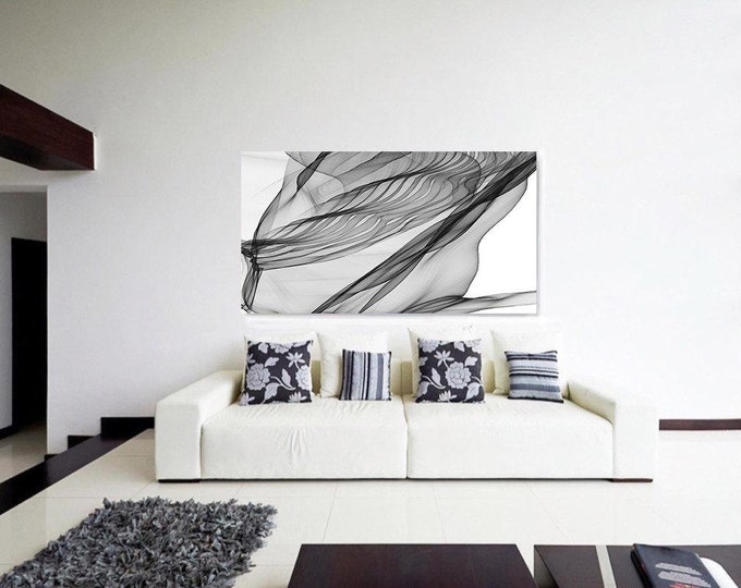 Abstract Black and White 18-26-06. Contemporary Unique Abstract Wall Decor, Large Contemporary Canvas Art Print up to 72" by Irena Orlov