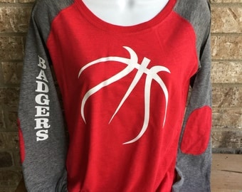 Basketball Shirt, basketball mom shirt, WHITE Basketball Laces shirt, Long Sleeve preppy Tee, basketball shirt,