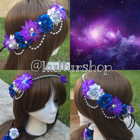 Ready to ship Galaxy Goddess Flower Crown floral headband