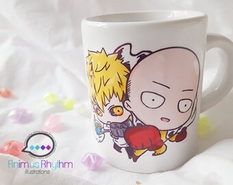 Mini Ceramic Mug: One Punch Man Saitama and Genos Anime Cup
