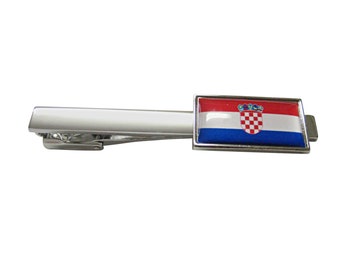 Thin Bordered Croatia Flag Square Tie Clip
