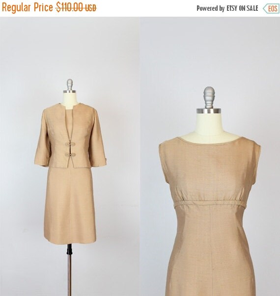 SALE / vintage silk dress and jacket set / 1960s raw silk dress set ...