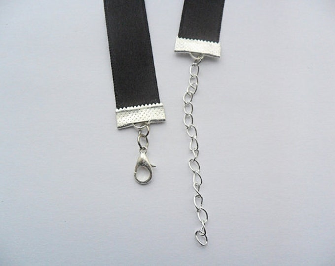 Satin choker necklace Black 3/8" inch 5/8" inch or 1" inch width (pick your neck size) Ribbon Choker Necklace