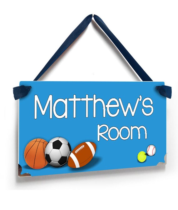 personalized sports themed kids bedroom door sign soccer