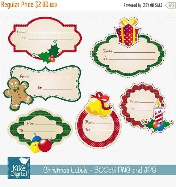 60% Sale Christmas Labels Digital Clipart   By Digikika On Etsy