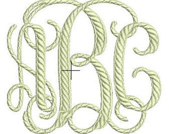 Rope Vine Monogram Embroidery Font Set - Instant Download