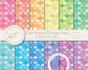 Mermaid Digital Paper Scales with speckle texture effect For Scrapbooking Invitations Cards crafts Instant Download fish jpeg diy scrapbook