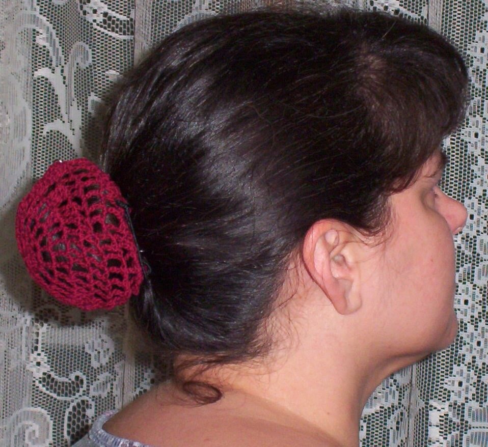 Hair Bun Cover in Cotton Crochet Thread by LadyMacSnood on Etsy
