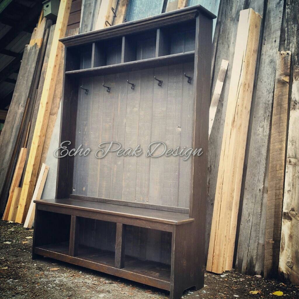Rustic Industrial Hall Tree by EchoPeakDesign on Etsy