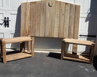 Grey driftwood finished bedside modern rustic table nightstand