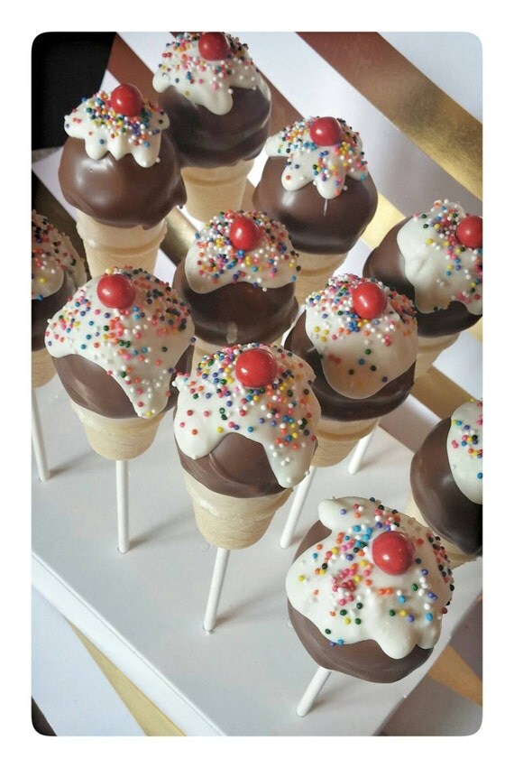 Mini Ice Cream Cone Brownie Truffle Pops 1 dozen