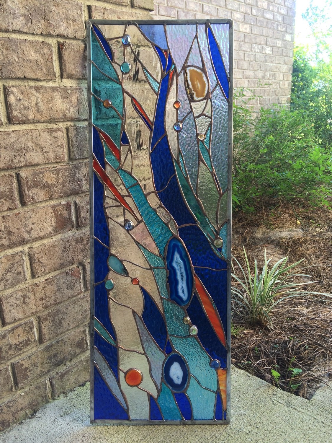 Stained Glass Abstract Transom Window Suncatcher By Helioglass 3068