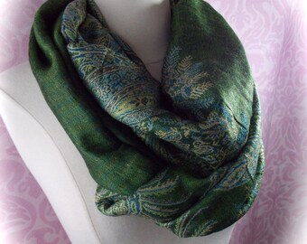 Green paisley scarf | Etsy