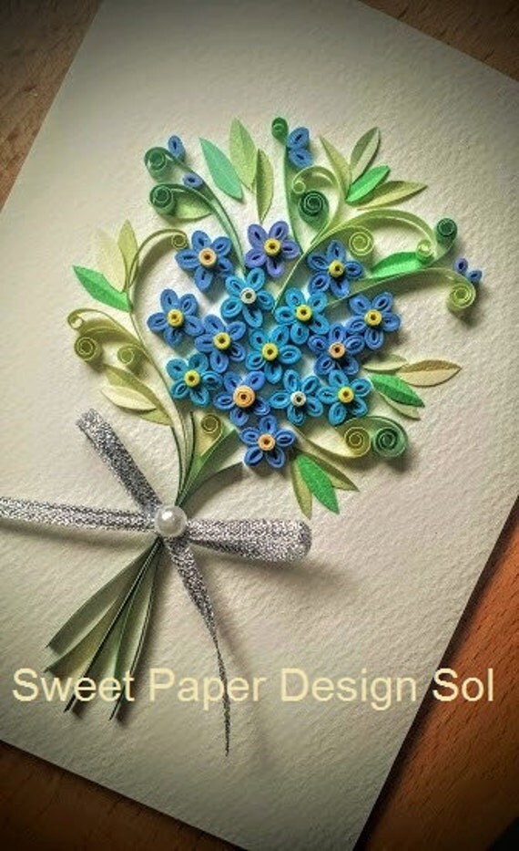 Items similar to Paper Quillied Forget me not Flower Bouquet - Wedding ...