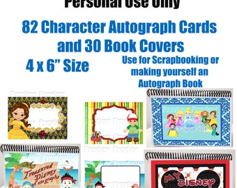 Character Autograph Cards - DIY Disney Autograph Book - Disney Scrapbooking Cards - Instant Download