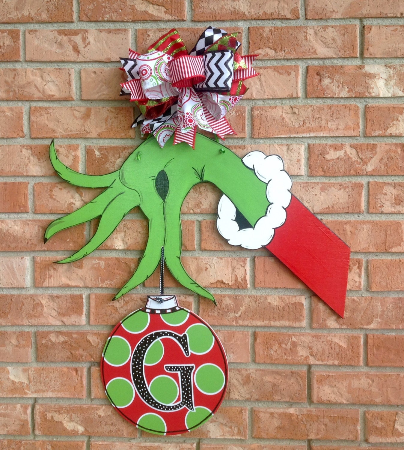 Grinch Hand Door Hanger Personalized Christmas Decor Grinch