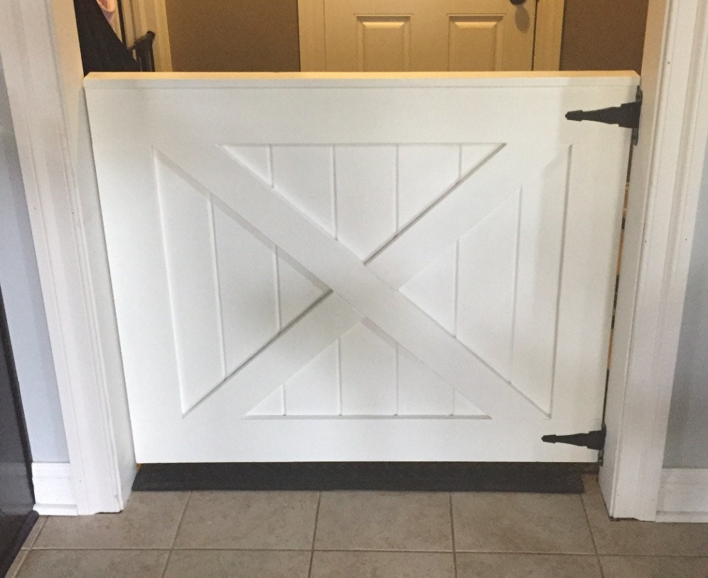 Custom Barn Door Baby Gate White Painted Baby and Pet Gate