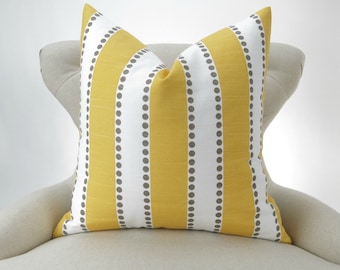 Yellow Stripe Floor Pillow up to 28x28 inch LuLu Decorator Pillow Cover same fabric front and back FREE SHIP