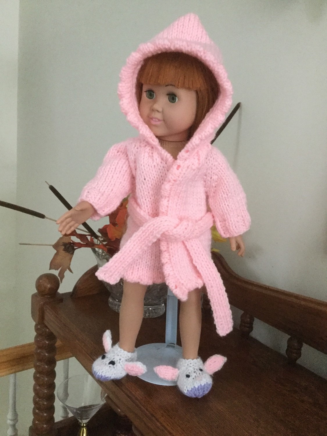American Girl Doll Robe and Bunny Slippers