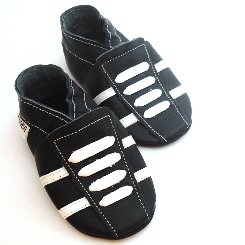 soft sole baby shoes leather infant sport black white 7 8 y