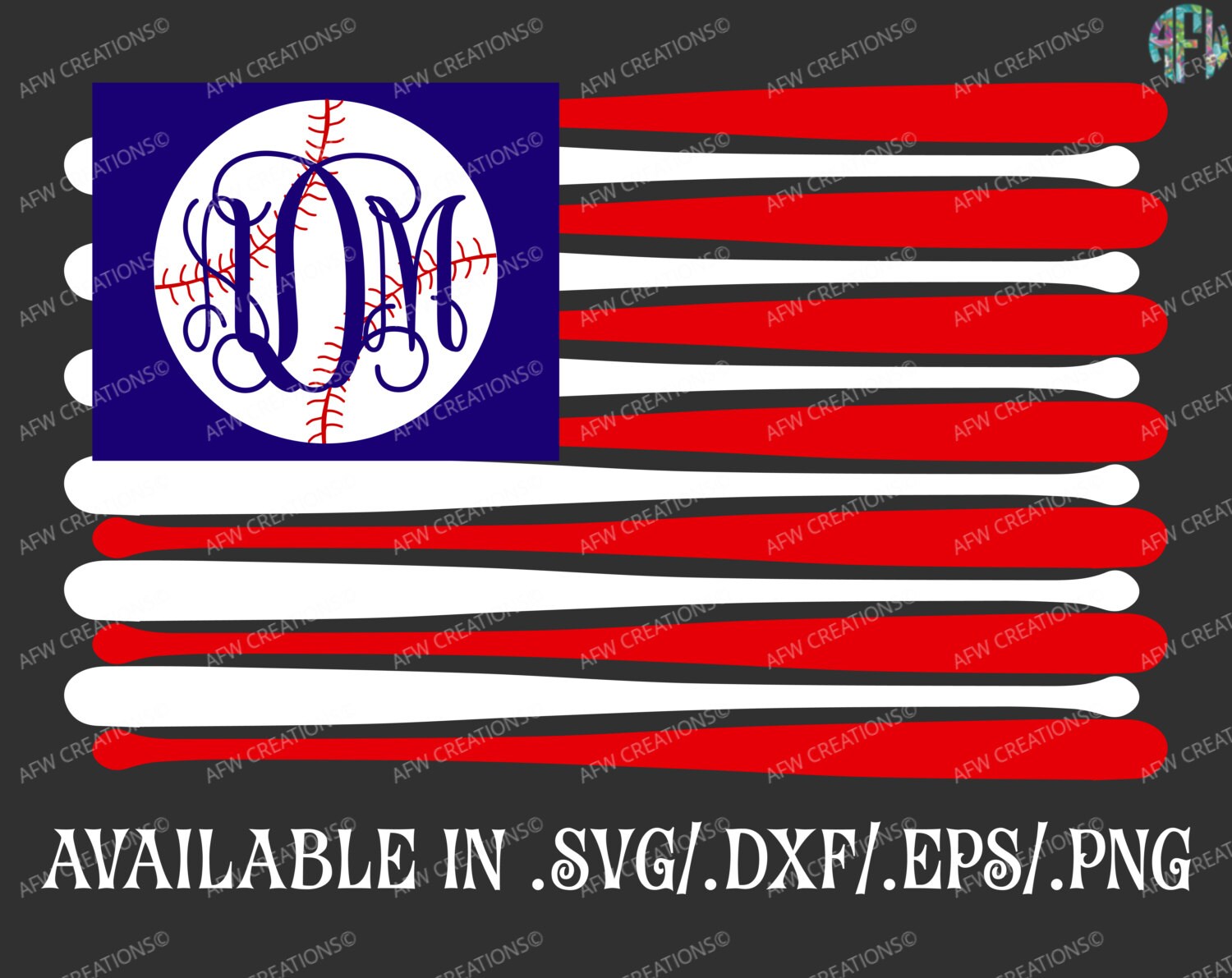 Download Digital Cut File Monogram Baseball Flag svg dxf eps July