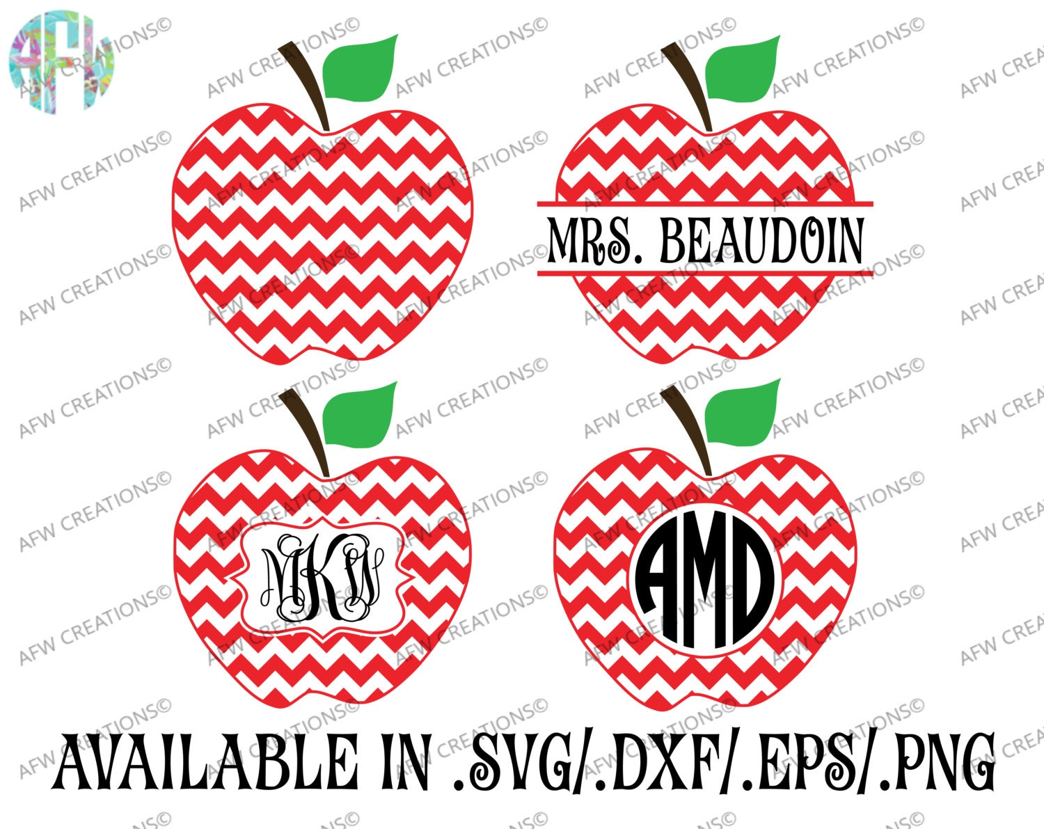 Download Digital Cut Files Chevron Monogram & Split Apple SVG DXF