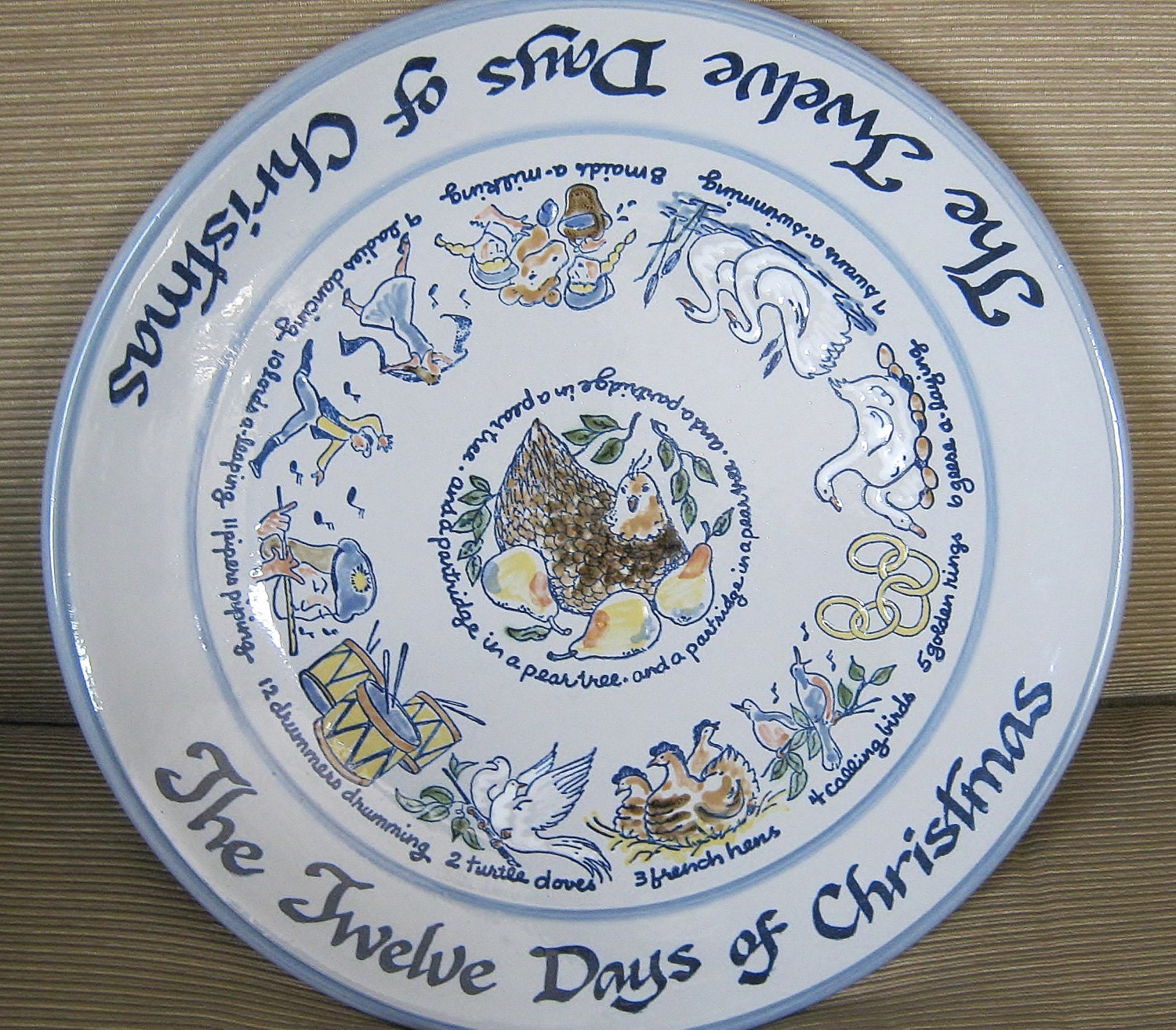 Louisville Stoneware Twelve Days of Christmas Platter Mint