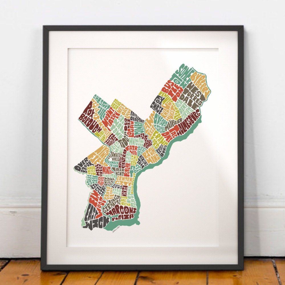 Philadelphia map art Philadelphia art print Philadelphia