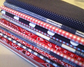 Red, White and Blue Cloth Napkins, Set of 12, by CHOW with ME