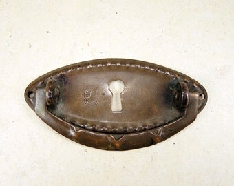 Antique Brass Key Hole Plate Escutcheons Furniture Pull Handle - k86