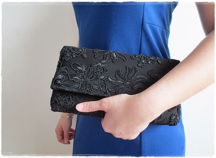 black lace clutch