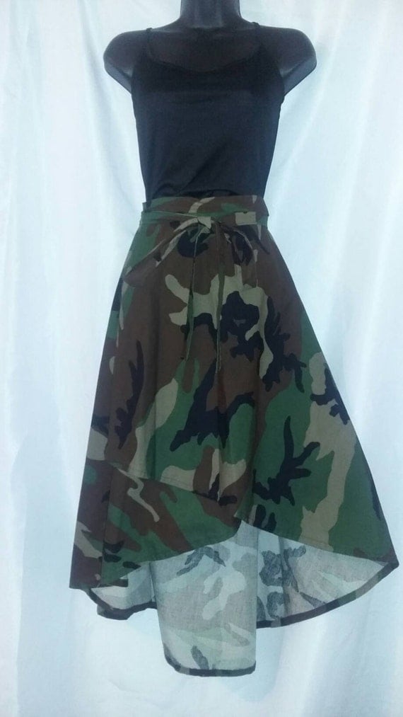 Items similar to High Low Camouflage Wrap Skirt Camo Army Skirt on Etsy