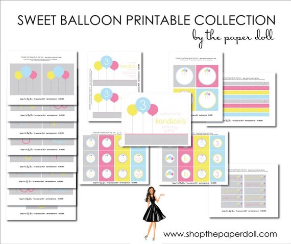 Sweet Balloon Printable Party Full Printable Party Collection : Printable Party Designs by The Paper Doll Il_570xn