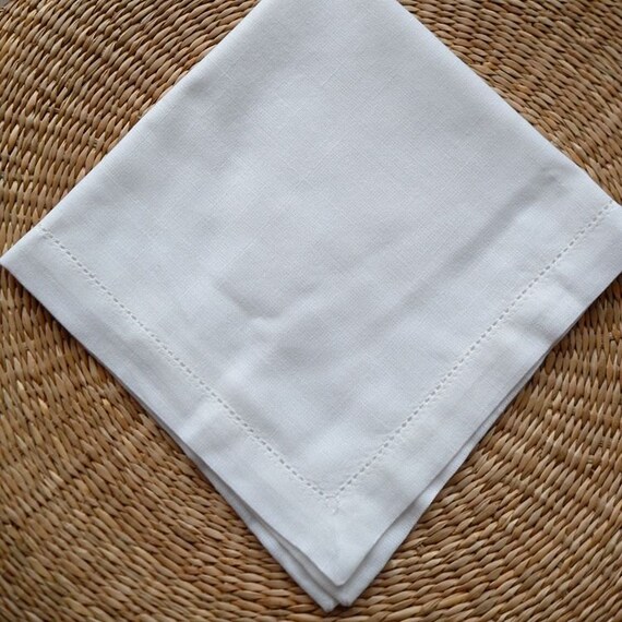 Bulk Napkins Linen Hemsitiched Soft White by