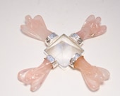 Rose Quartz Angel Energy Generator with Crystal Quartz Pyramid Unconditional Love Angelic Heart Chakra Energies