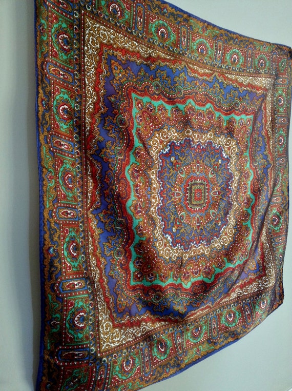 Vintage Bohemian Festival Wall Tapestry or Head Scarf Hippie