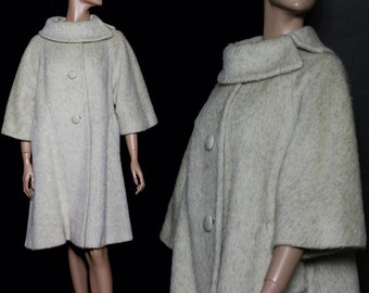 Vintage Lilli Ann Coat | 1950s Lilli Ann Coat | 50s Lilli Ann Coat | Beige Lilli Ann Coat | Lilli Ann Swing Coat | Mohair Lilli Ann Coat |