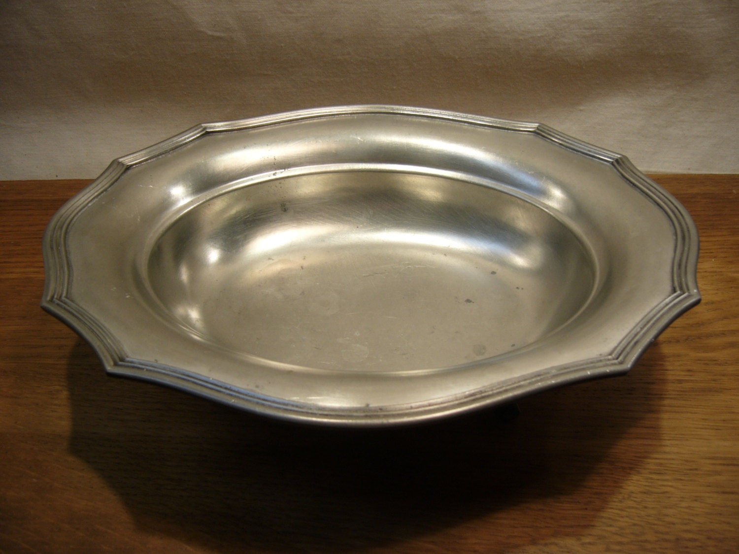 Vintage Swiss pewter oval serving dish with a shaped rim Haute Juice