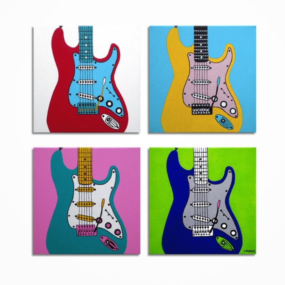 Guitar wall art Original modern multicolored Pop Art music