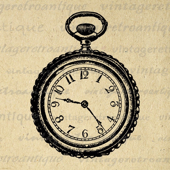 Items similar to Antique Pocket Watch Graphic Image Digital Pocketwatch