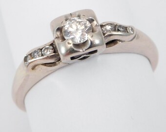 14K Diamond Engagement Ring Art Deco .25 Total Weight