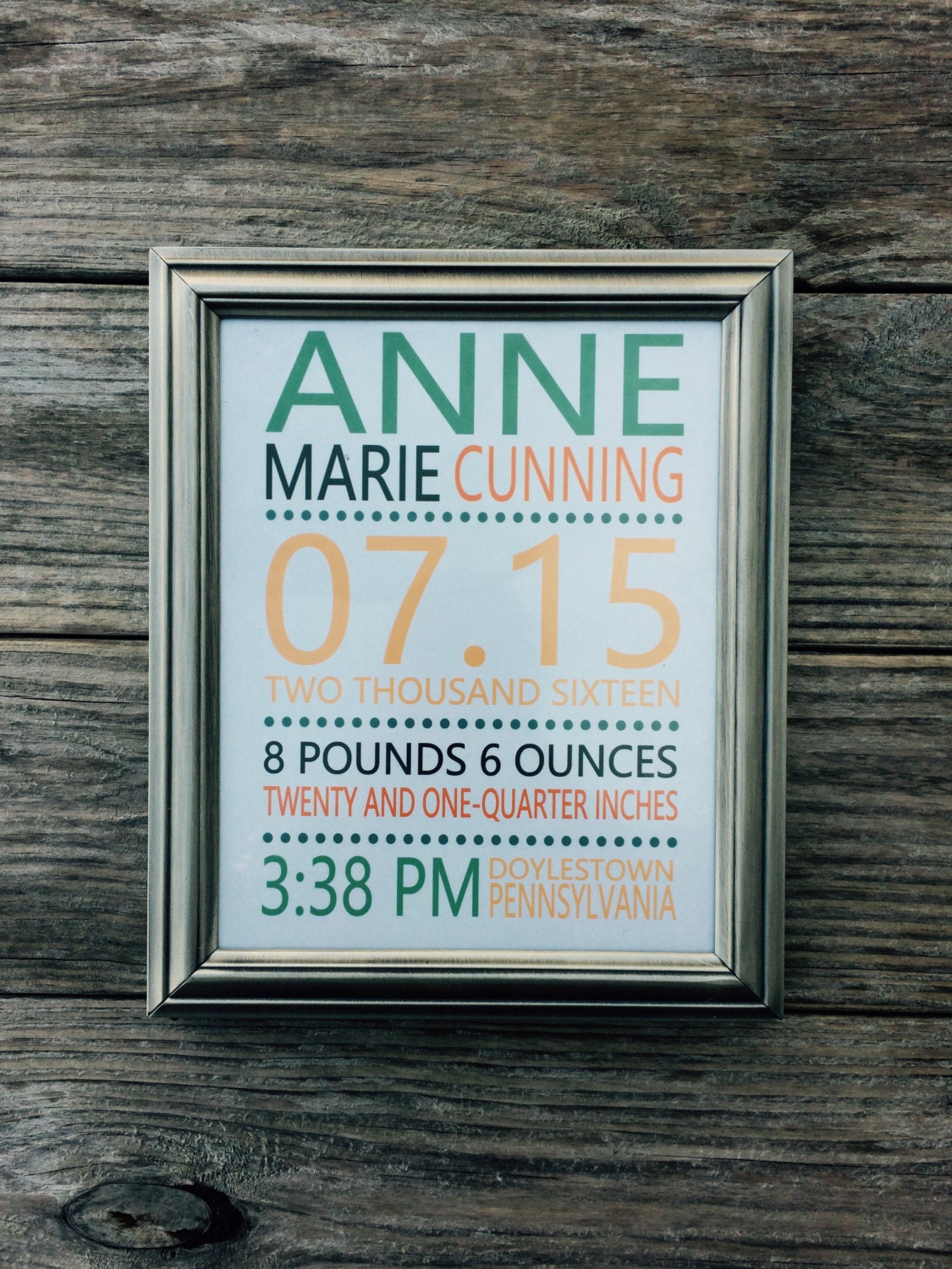 Personalized 8x10 Custom Birth Announcement Art