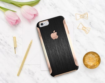 Platinum Edition Brushed Black with Rose Gold Detailing Hybrid Hard Case Otterbox Symmetry iPhone 6 / iPhone 7 / Galaxy S7 / S7 Edge